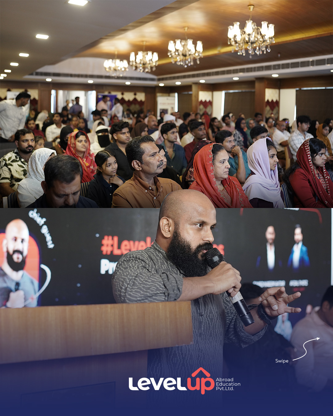 LevelUp pre-departure meet audience listening to speakers