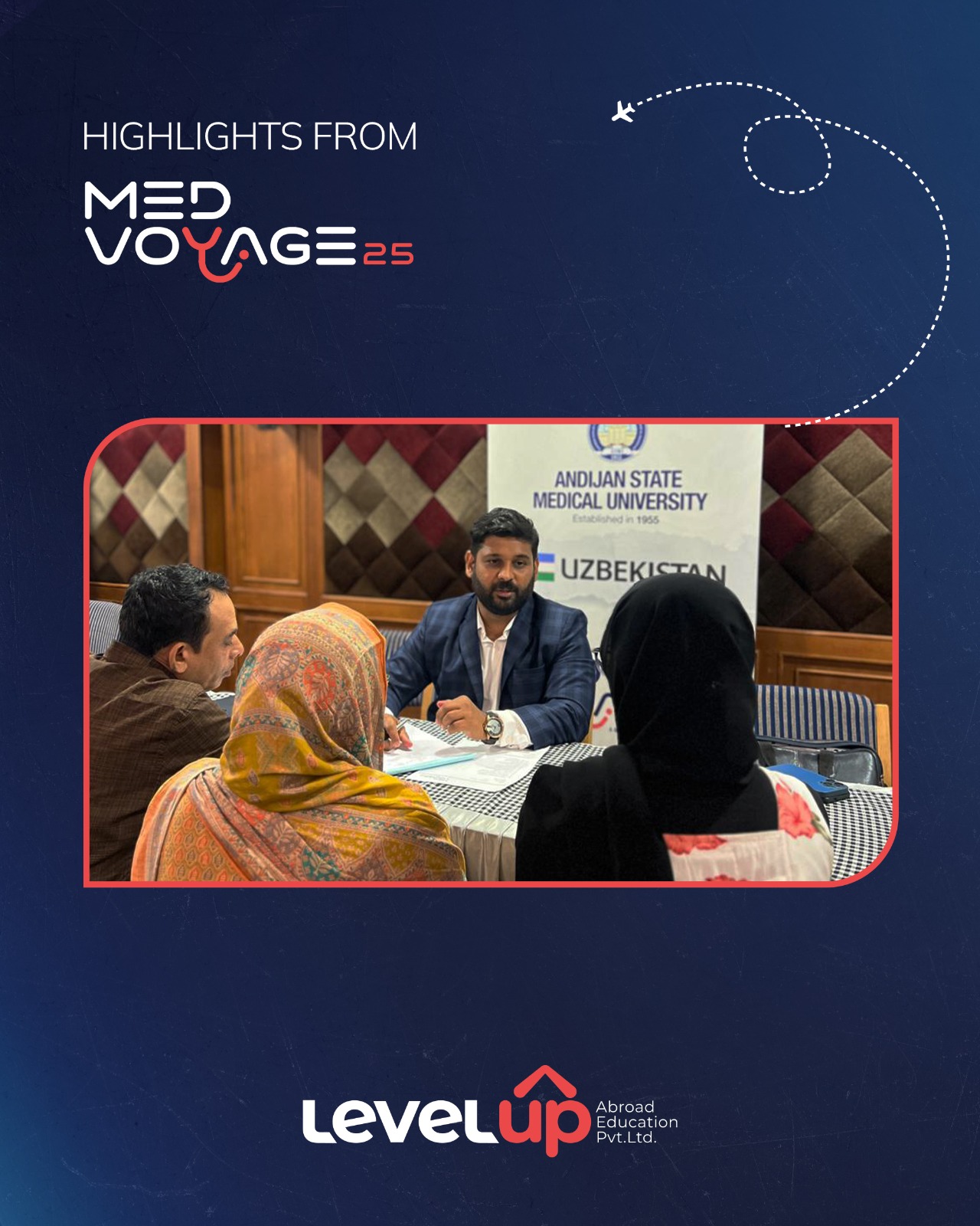 LevelUp counsellor advising parents at MedVoyage 25